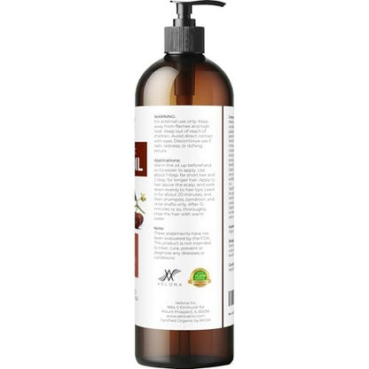 velona Jojoba Oil USDA Certified Organic - 8 fl oz (With Pump) | 100% Pure and Natural Golden Unrefined Cold Pressed Hexane Free Moisturizing Face Hair Body Skin Care