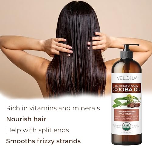 velona Jojoba Oil USDA Certified Organic - 8 fl oz (With Pump) | 100% Pure and Natural Golden Unrefined Cold Pressed Hexane Free Moisturizing Face Hair Body Skin Care - görsel 10