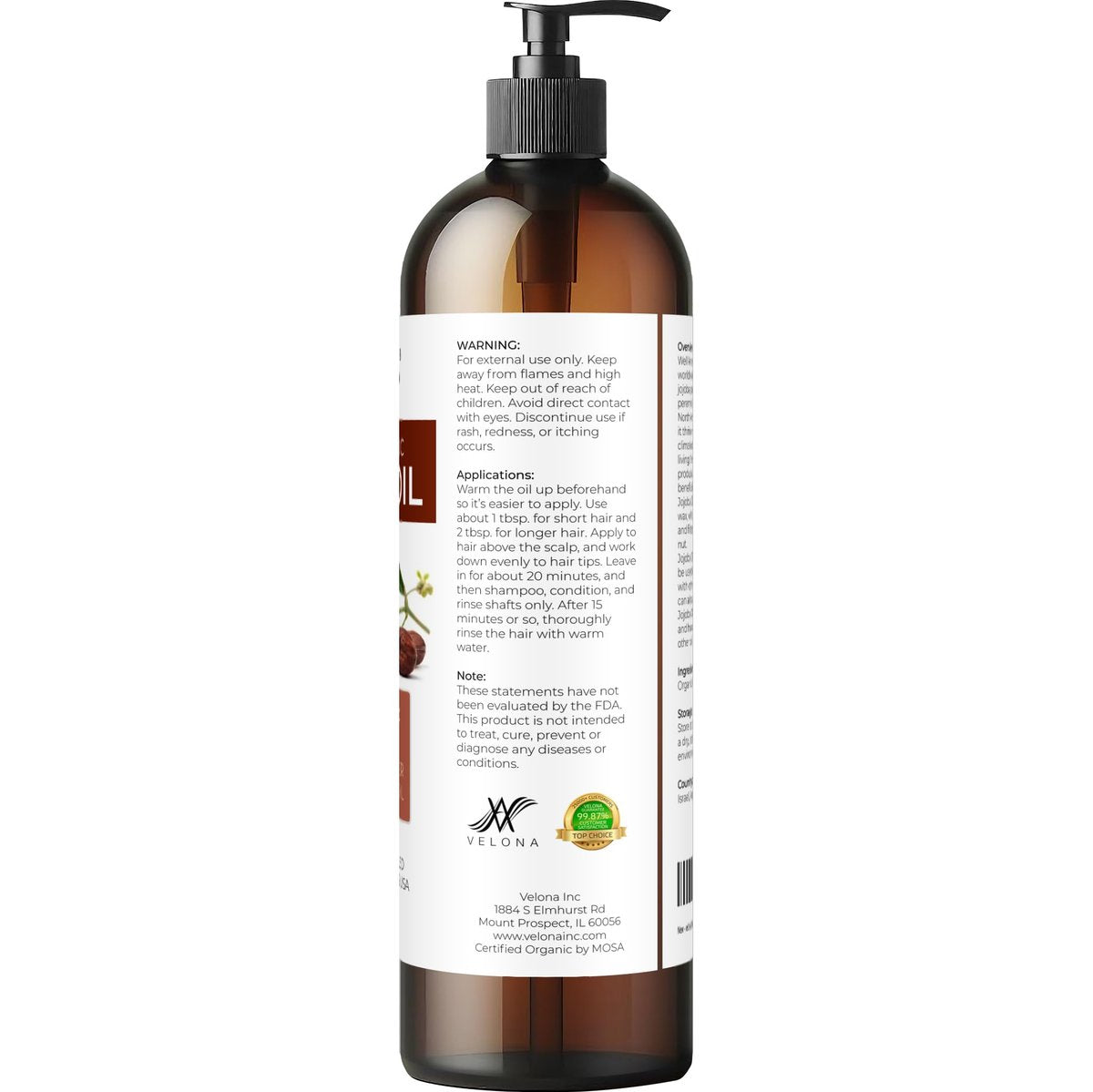 velona Jojoba Oil USDA Certified Organic - 8 fl oz (With Pump) | 100% Pure and Natural Golden Unrefined Cold Pressed Hexane Free Moisturizing Face Hair Body Skin Care - görsel 7