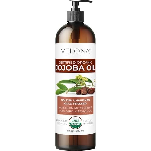 velona Jojoba Oil USDA Certified Organic - 8 fl oz (With Pump) | 100% Pure and Natural Golden Unrefined Cold Pressed Hexane Free Moisturizing Face Hair Body Skin Care - görsel 2