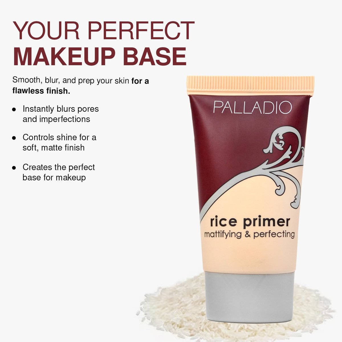 Palladio Rice Primer – Natural Rice Formula, Oil Control, Matte Finish, Beige, 0.71 oz Avelisse