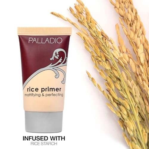 Palladio Rice Primer – Natural Rice Formula, Oil Control, Matte Finish, Beige, 0.71 oz Avelisse