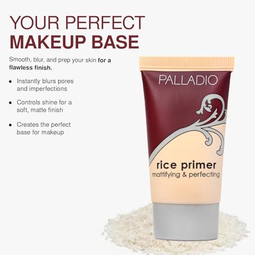 Palladio Rice Primer – Natural Rice Formula, Oil Control, Matte Finish, Beige, 0.71 oz Avelisse