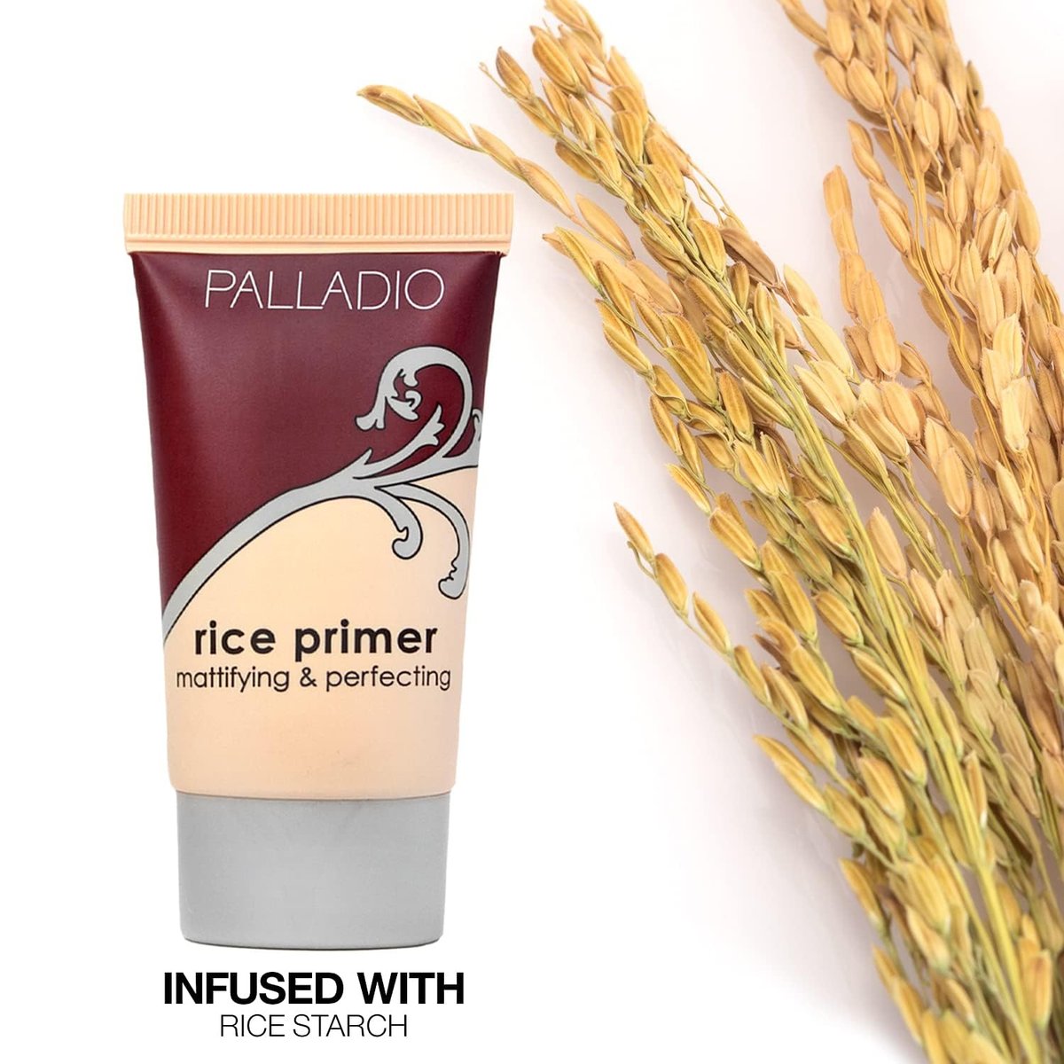 Palladio Rice Primer – Natural Rice Formula, Oil Control, Matte Finish, Beige, 0.71 oz Avelisse