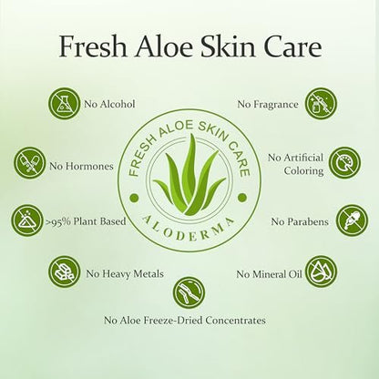 Aloderma 99% Pure Organic Aloe Vera Gel – Harvested Within 12 Hours, Natural Moisturizer for Face & Sensitive Skin (4.02 oz)