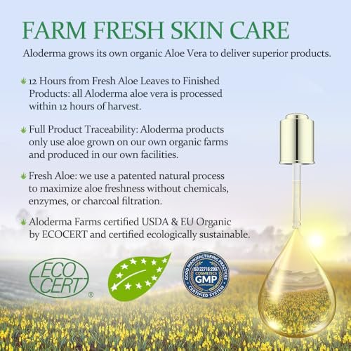 Aloderma 99% Pure Organic Aloe Vera Gel – Harvested Within 12 Hours, Natural Moisturizer for Face & Sensitive Skin (4.02 oz) - görsel 9