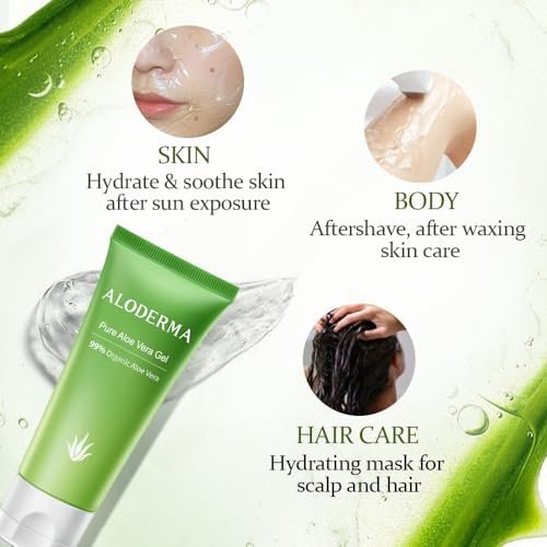 Aloderma 99% Pure Organic Aloe Vera Gel – Harvested Within 12 Hours, Natural Moisturizer for Face & Sensitive Skin (4.02 oz) - görsel 5
