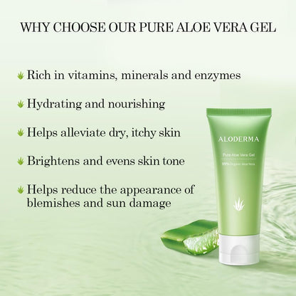 Aloderma 99% Pure Organic Aloe Vera Gel – Harvested Within 12 Hours, Natural Moisturizer for Face & Sensitive Skin (4.02 oz)