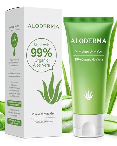 Aloderma 99% Pure Organic Aloe Vera Gel – Harvested Within 12 Hours, Natural Moisturizer for Face & Sensitive Skin (4.02 oz)