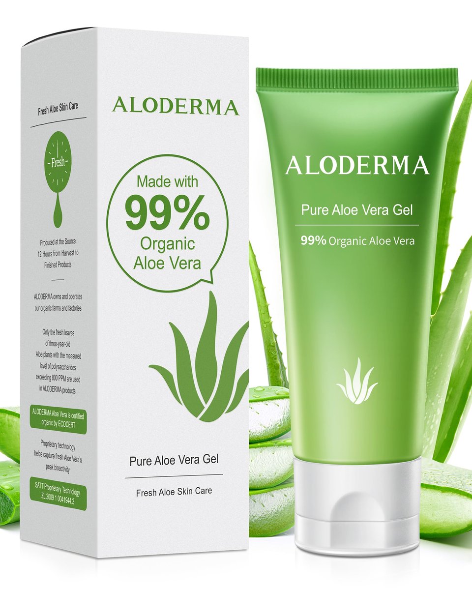 Aloderma 99% Pure Organic Aloe Vera Gel – Harvested Within 12 Hours, Natural Moisturizer for Face & Sensitive Skin (4.02 oz) - görsel 2