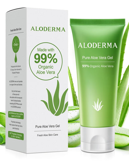 Aloderma 99% Pure Organic Aloe Vera Gel – Harvested Within 12 Hours, Natural Moisturizer for Face & Sensitive Skin (4.02 oz)