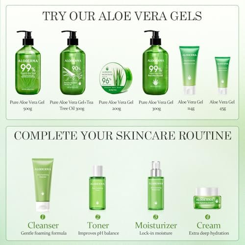 Aloderma 99% Pure Organic Aloe Vera Gel – Harvested Within 12 Hours, Natural Moisturizer for Face & Sensitive Skin (4.02 oz) - görsel 16