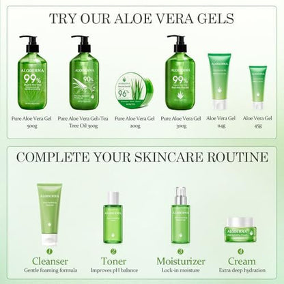 Aloderma 99% Pure Organic Aloe Vera Gel – Harvested Within 12 Hours, Natural Moisturizer for Face & Sensitive Skin (4.02 oz)