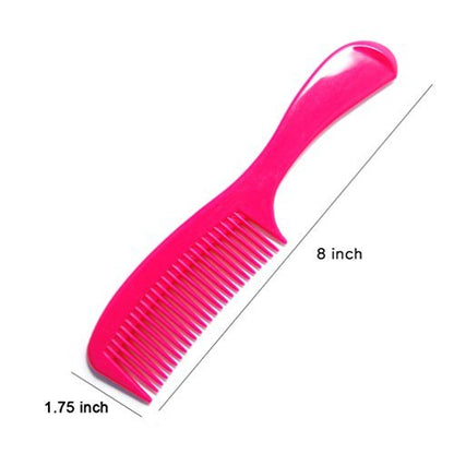 LUXXII 8-Inch Colorful Styling Essentials Round Handle Comb Hair Combs (6 Pack) + 5-Inch Favorict Pocket Comb (A) - Multicolor Plastic Combs for Fine, Thick, Curly Hair - Men, Women & Kids