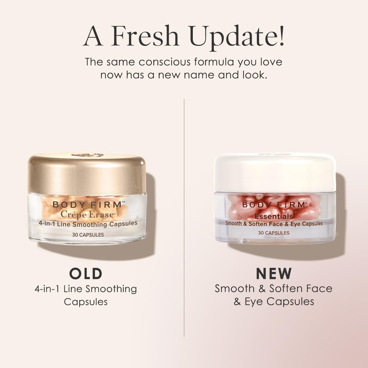 Crepe Erase Body Firm 4-in-1 Line Smoothing Capsules - Anti-Aging Hydrating Face and Eye Serum with Hyaluronic Acid and Multi-Chain Peptide for Wrinkles, Crepe Skin & Fine Lines, 30 Count Avelisse