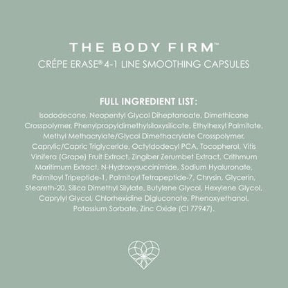 Crepe Erase Body Firm 4-in-1 Line Smoothing Capsules - Anti-Aging Hydrating Face and Eye Serum with Hyaluronic Acid and Multi-Chain Peptide for Wrinkles, Crepe Skin & Fine Lines, 30 Count Avelisse