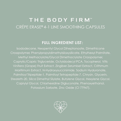 Crepe Erase Body Firm 4-in-1 Line Smoothing Capsules - Anti-Aging Hydrating Face and Eye Serum with Hyaluronic Acid and Multi-Chain Peptide for Wrinkles, Crepe Skin & Fine Lines, 30 Count Avelisse