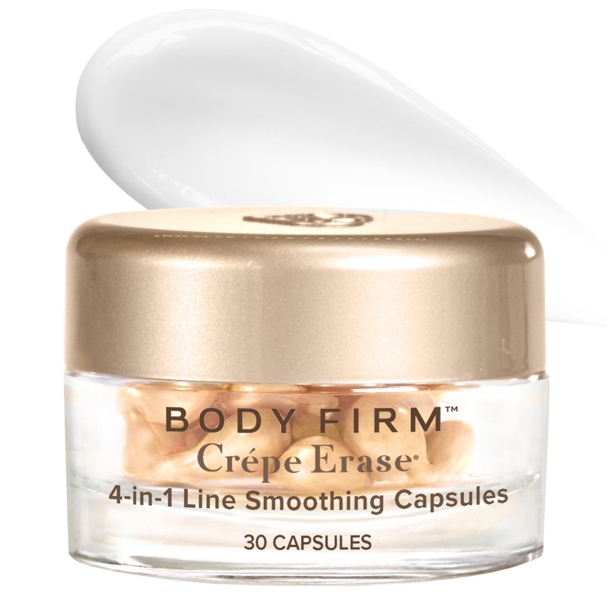 Crepe Erase Body Firm 4-in-1 Line Smoothing Capsules - Anti-Aging Hydrating Face and Eye Serum with Hyaluronic Acid and Multi-Chain Peptide for Wrinkles, Crepe Skin & Fine Lines, 30 Count Avelisse