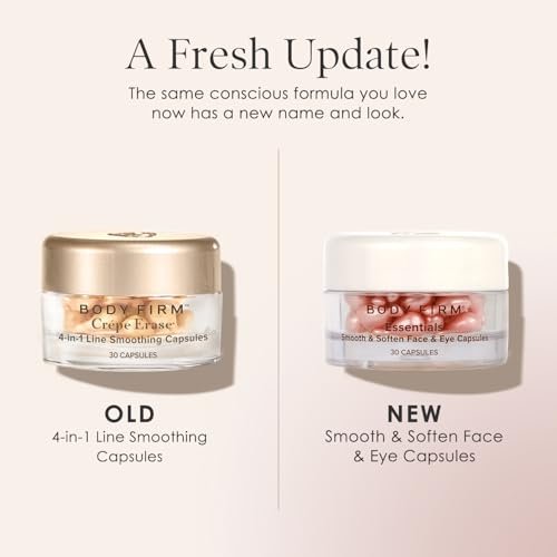 Crepe Erase Body Firm 4-in-1 Line Smoothing Capsules - Anti-Aging Hydrating Face and Eye Serum with Hyaluronic Acid and Multi-Chain Peptide for Wrinkles, Crepe Skin & Fine Lines, 30 Count Avelisse