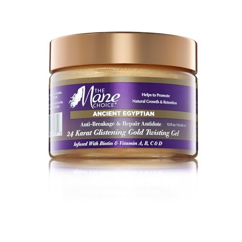 The Mane Choice Ancient Egyptian Anti-Breakage & Repair 24 Karat Gold Twisting Hair Gel - Definition & Shine Braid Gel for Dry, Damaged, Color or Chemically-Treated Hair, Fights Split Ends, 12 Oz Avelisse