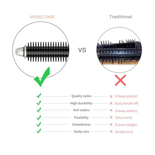 MIRACOMB Hair Curler Straightening Brush Ceramic Tourmaline Cool Touch PRO Multi Styler with 5 Heat Adjustments 1 Inch Barrel Auto Shut Off, Pearl White Avelisse