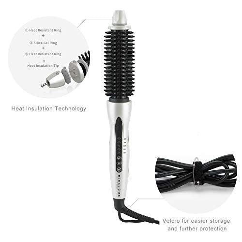 MIRACOMB Hair Curler Straightening Brush Ceramic Tourmaline Cool Touch PRO Multi Styler with 5 Heat Adjustments 1 Inch Barrel Auto Shut Off, Pearl White Avelisse