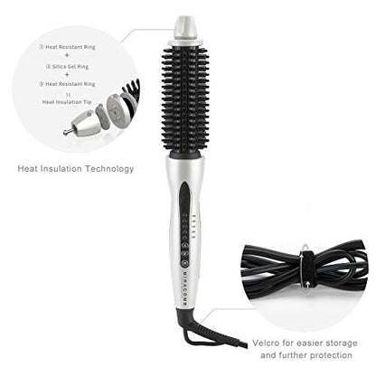 MIRACOMB Hair Curler Straightening Brush Ceramic Tourmaline Cool Touch PRO Multi Styler with 5 Heat Adjustments 1 Inch Barrel Auto Shut Off, Pearl White Avelisse