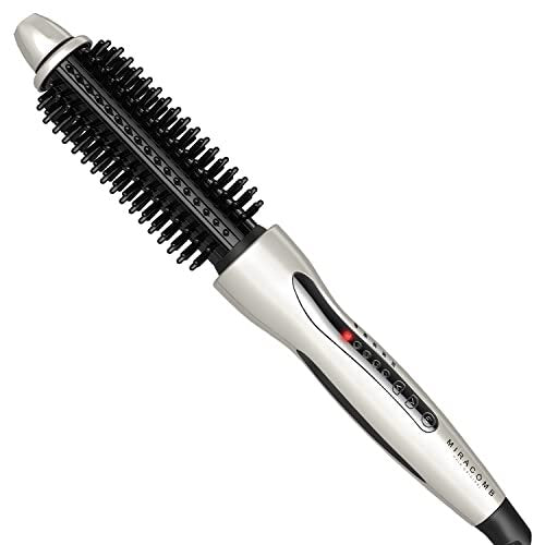 MIRACOMB Hair Curler Straightening Brush Ceramic Tourmaline Cool Touch PRO Multi Styler with 5 Heat Adjustments 1 Inch Barrel Auto Shut Off, Pearl White Avelisse