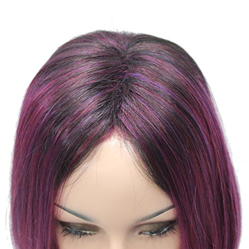 Lydell Women's Natural Wigs Wine Red Purple Medium Bob Style Synthetic Full Wig Avelisse