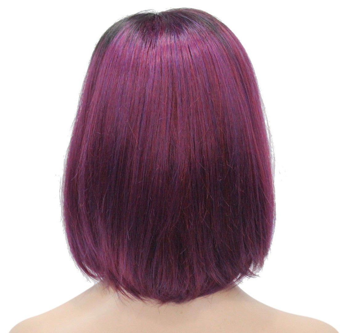 Lydell Women's Natural Wigs Wine Red Purple Medium Bob Style Synthetic Full Wig Avelisse