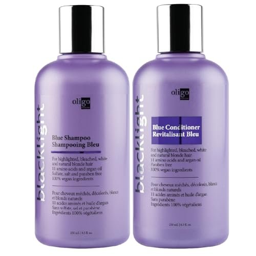 Oligo Professionnel Blacklight Blue Shampoo & Conditioner Duo Bundle for Blondes – Sulfate-Free, Vegan, Anti-Brass & Hydrating with Argan Oil (8.5 oz Each) Avelisse