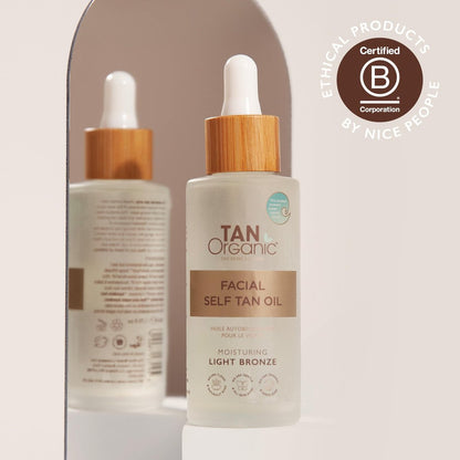 TanOrganic Self Tanning Face Serum 1.7 oz | Organic Facial Self Tanner | Hydrating Glow Drops for Natural Bronze | Vegan & Lightweight