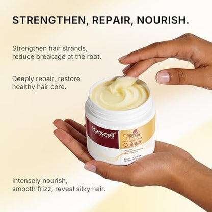 Karseell Collagen Hair Treatment Deep Repair Conditioning Argan Oil Collagen Hair Mask Essence for Dry Damaged Hair - 16.9 oz (500 ml) Avelisse