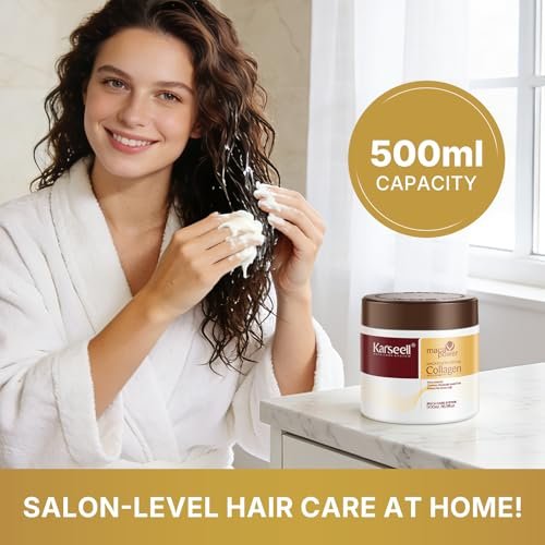 Karseell Collagen Hair Treatment Deep Repair Conditioning Argan Oil Collagen Hair Mask Essence for Dry Damaged Hair - 16.9 oz (500 ml) Avelisse