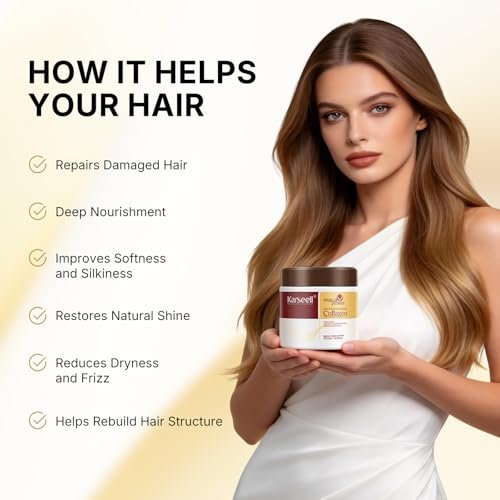 Karseell Collagen Hair Treatment Deep Repair Conditioning Argan Oil Collagen Hair Mask Essence for Dry Damaged Hair - 16.9 oz (500 ml) Avelisse