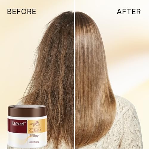 Karseell Collagen Hair Treatment Deep Repair Conditioning Argan Oil Collagen Hair Mask Essence for Dry Damaged Hair - 16.9 oz (500 ml) Avelisse