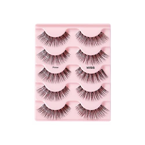 KISS Looks So Natural False Eyelashes Multipack - Poise Style, 5 Pairs, Lightweight & Comfortable, Cruelty-Free, Reusable Avelisse