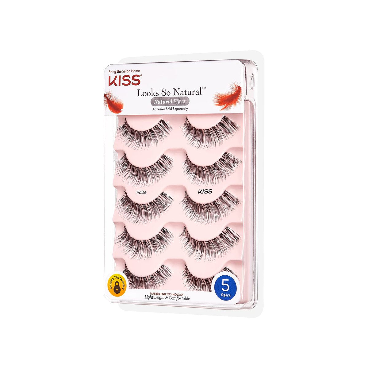 KISS Looks So Natural False Eyelashes Multipack - Poise Style, 5 Pairs, Lightweight & Comfortable, Cruelty-Free, Reusable Avelisse