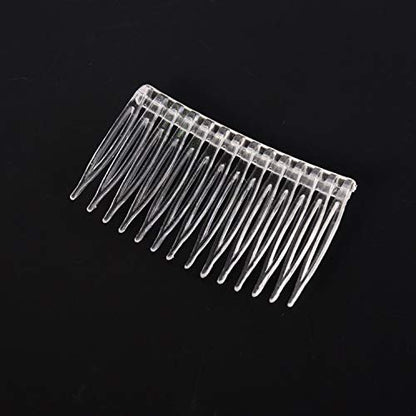 Pangda 10 Clear Hair Combs - Plastic Bridal Veil Combs for Fine Hair Styling, 14 Teeth, Medium Size