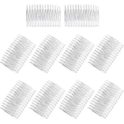 Pangda 10 Clear Hair Combs - Plastic Bridal Veil Combs for Fine Hair Styling, 14 Teeth, Medium Size - görsel 2