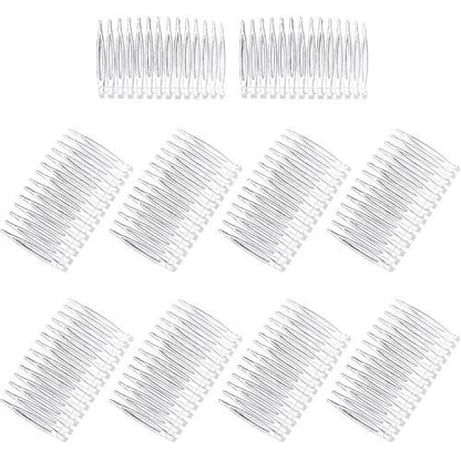 Pangda 10 Clear Hair Combs - Plastic Bridal Veil Combs for Fine Hair Styling, 14 Teeth, Medium Size