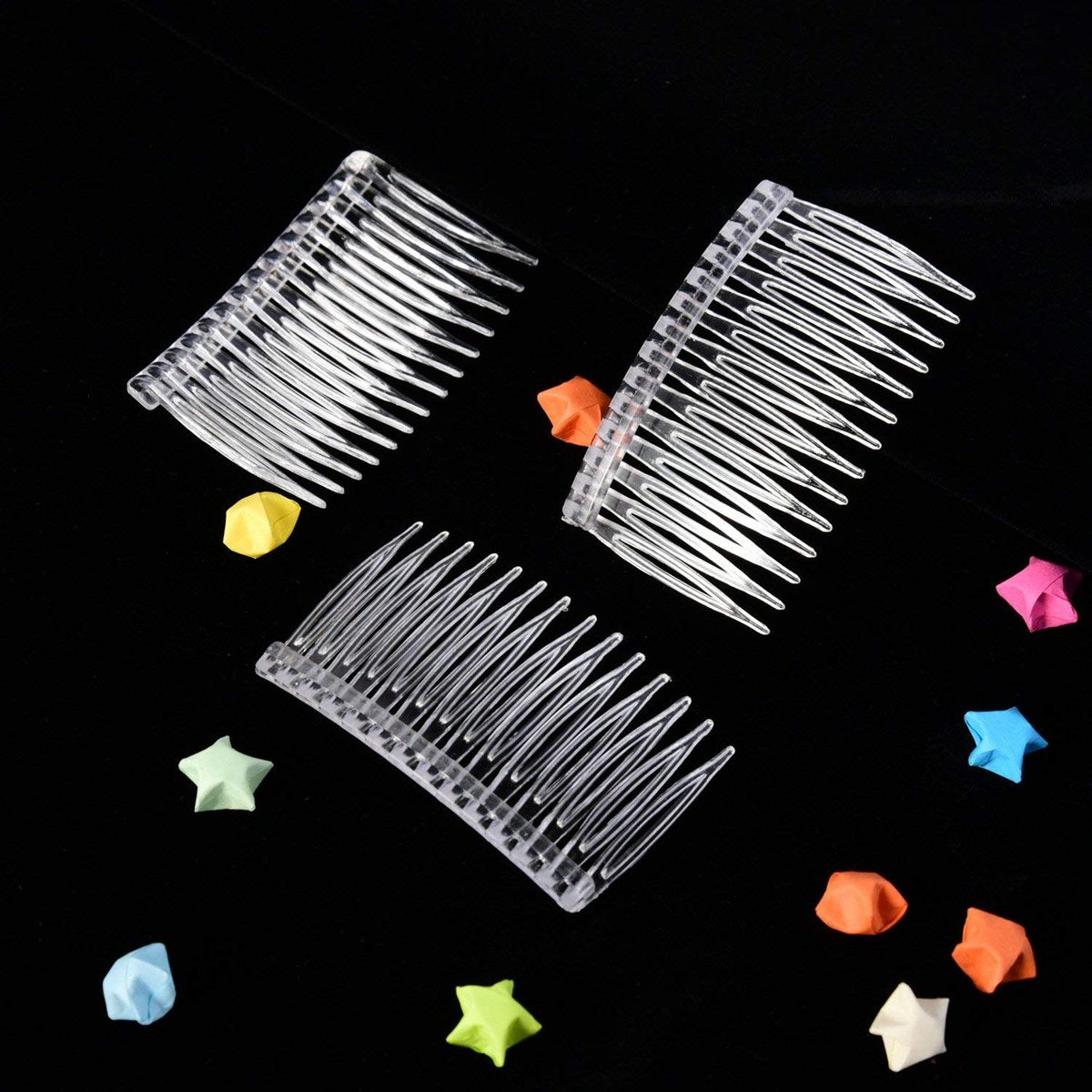 Pangda 10 Clear Hair Combs - Plastic Bridal Veil Combs for Fine Hair Styling, 14 Teeth, Medium Size - görsel 7