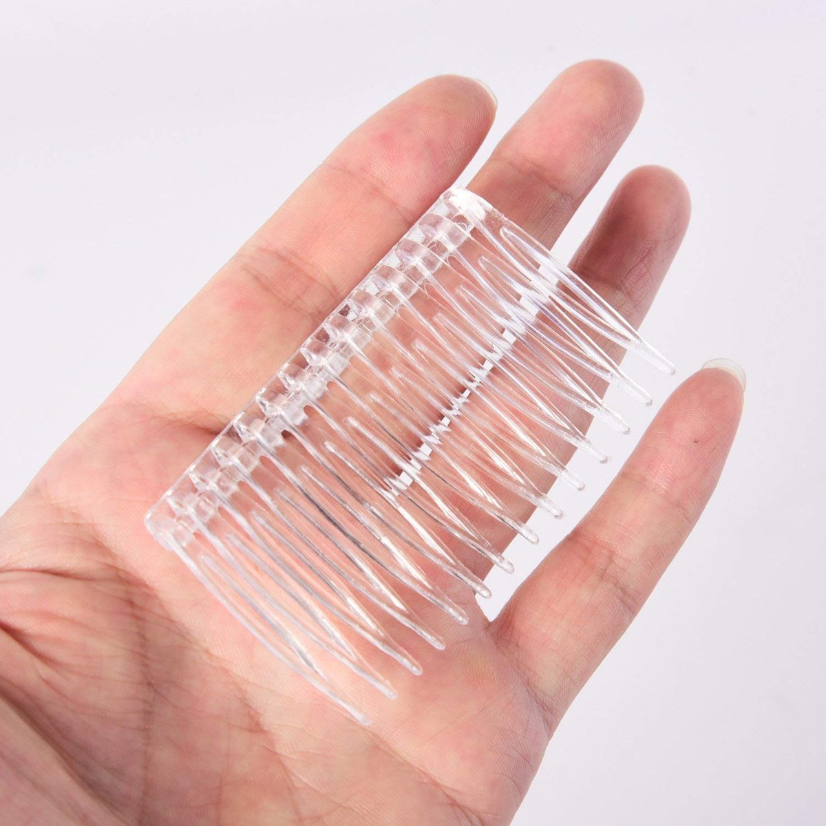 Pangda 10 Clear Hair Combs - Plastic Bridal Veil Combs for Fine Hair Styling, 14 Teeth, Medium Size - görsel 5