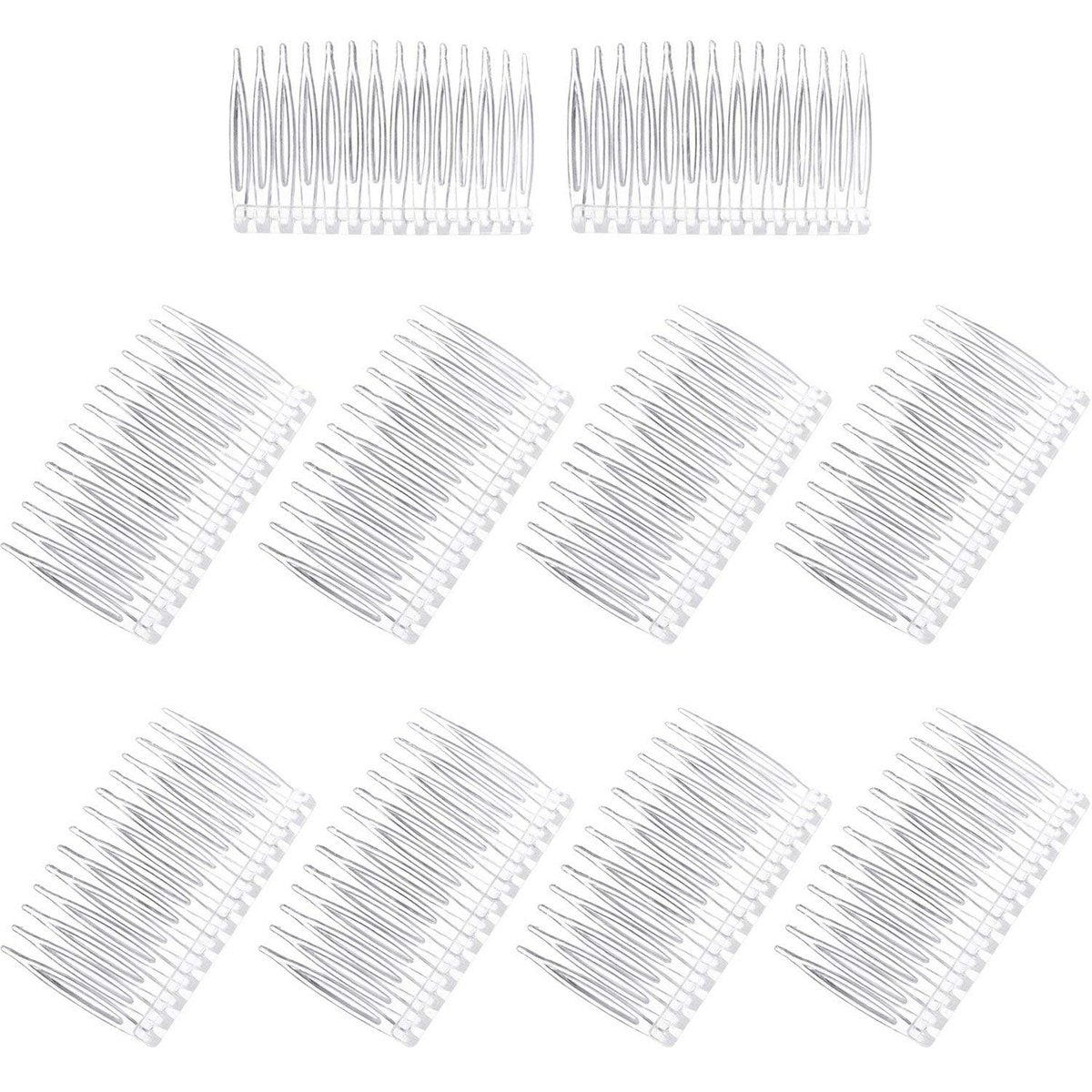 Pangda 10 Clear Hair Combs - Plastic Bridal Veil Combs for Fine Hair Styling, 14 Teeth, Medium Size - görsel 1