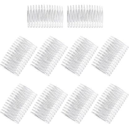 Pangda 10 Clear Hair Combs - Plastic Bridal Veil Combs for Fine Hair Styling, 14 Teeth, Medium Size