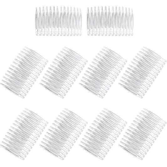Pangda 10 Clear Hair Combs - Plastic Bridal Veil Combs for Fine Hair Styling, 14 Teeth, Medium Size