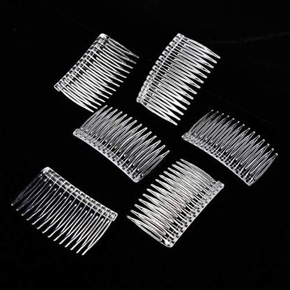 Pangda 10 Clear Hair Combs - Plastic Bridal Veil Combs for Fine Hair Styling, 14 Teeth, Medium Size