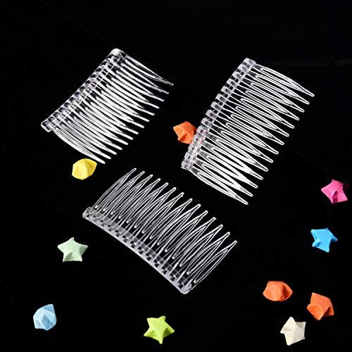 Pangda 10 Clear Hair Combs - Plastic Bridal Veil Combs for Fine Hair Styling, 14 Teeth, Medium Size - görsel 8