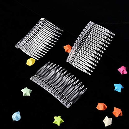 Pangda 10 Clear Hair Combs - Plastic Bridal Veil Combs for Fine Hair Styling, 14 Teeth, Medium Size