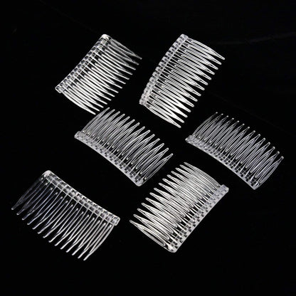 Pangda 10 Clear Hair Combs - Plastic Bridal Veil Combs for Fine Hair Styling, 14 Teeth, Medium Size